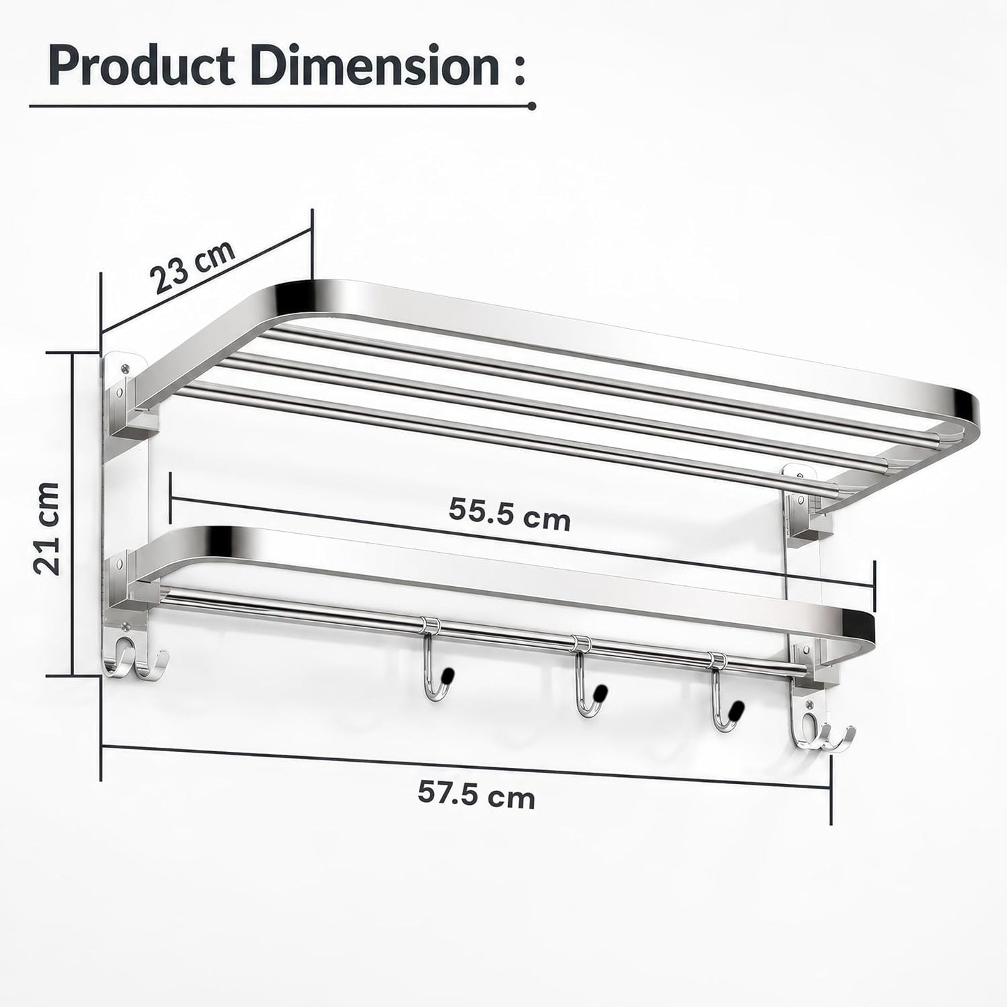 Heavy Stainless Steel Folding Towel Rack for Bathroom