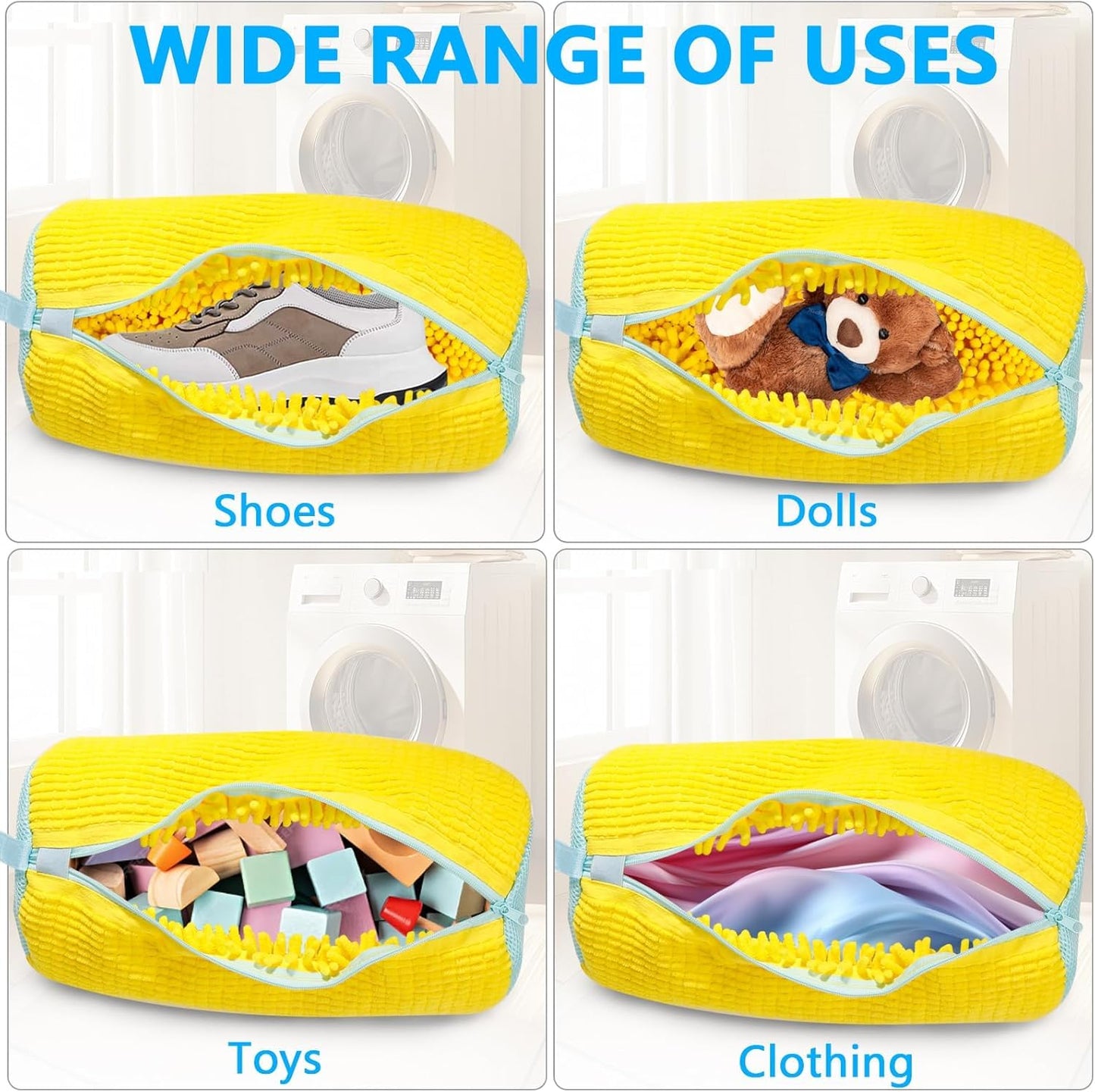 SADRUCHI Reusable Shoe Washing Machine Bag Microfiber Yellow