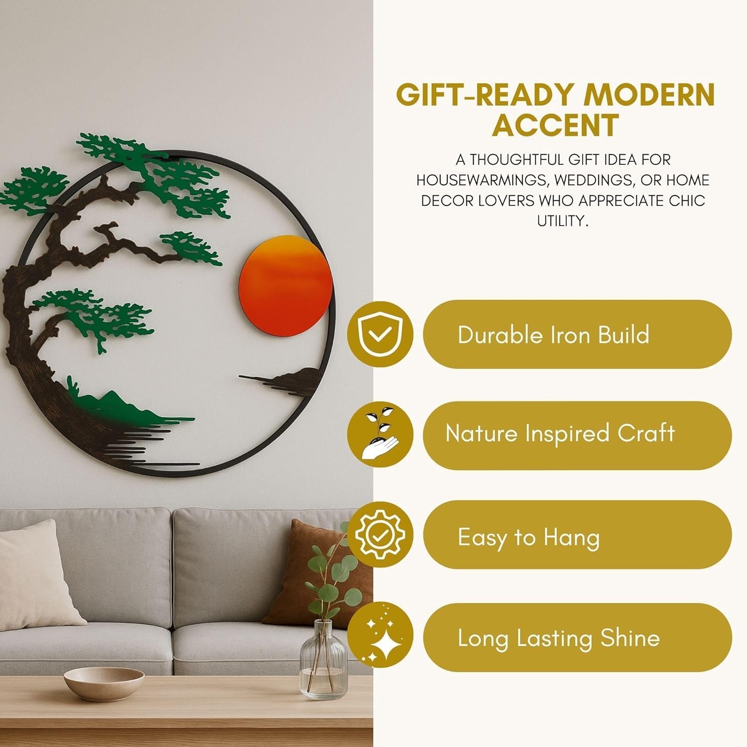 Nualish Sunset Serenity Metal LED Wall Art Abstract Sun Decor