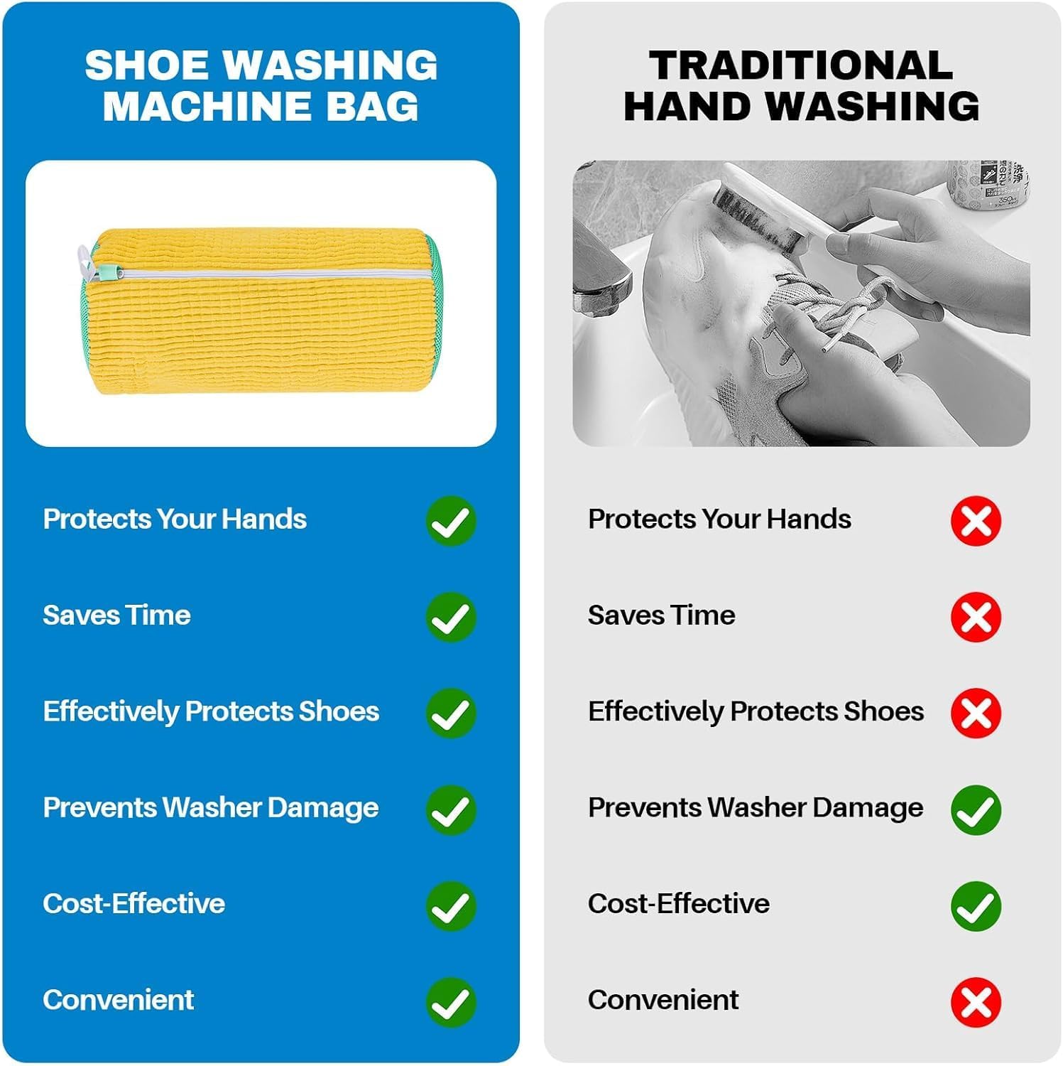 SADRUCHI Reusable Shoe Washing Machine Bag Microfiber Yellow