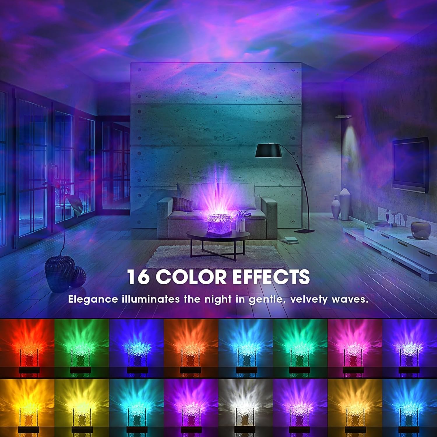 DOCAT 3D Ocean Wave LED Night Light Projector 16 Colors