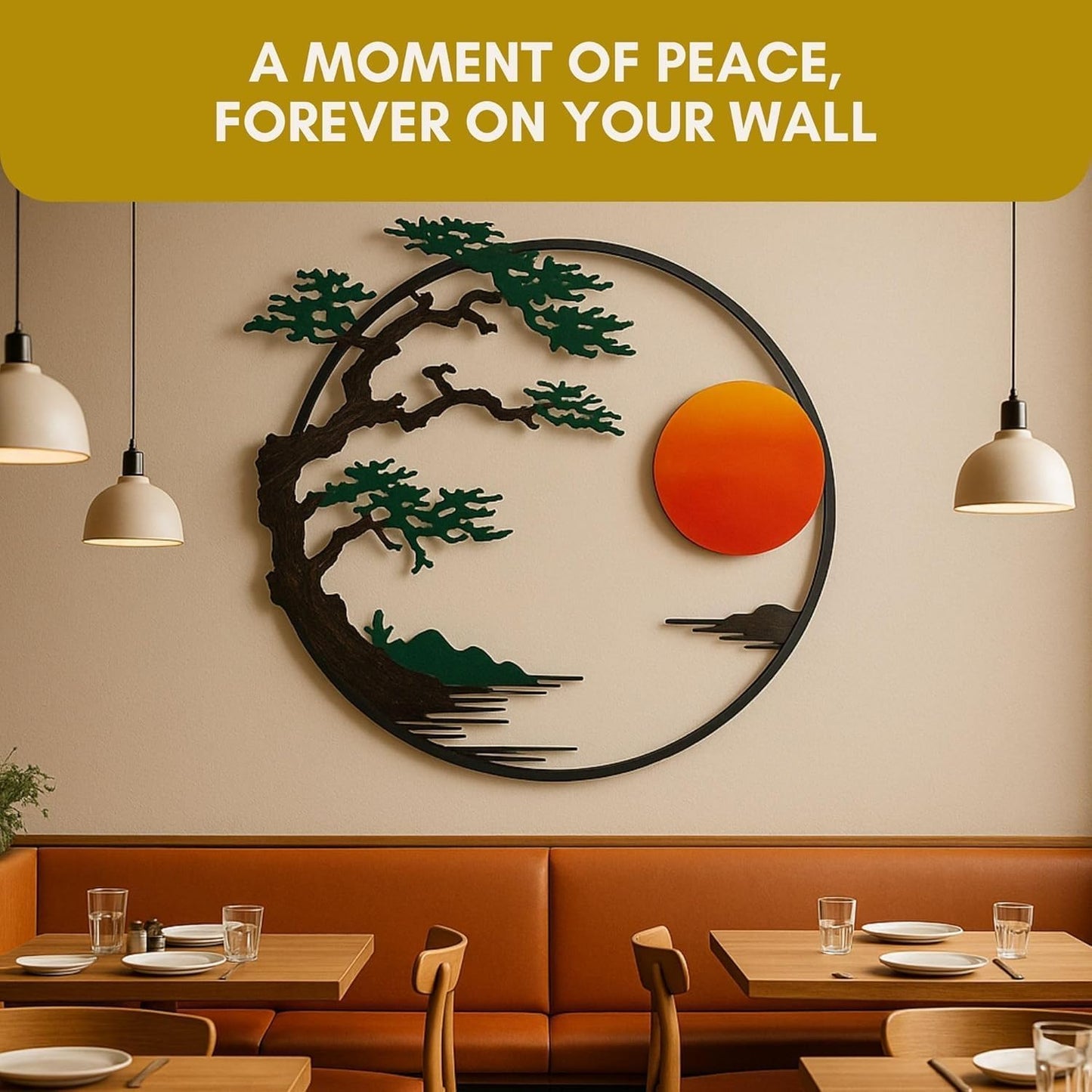 Nualish Sunset Serenity Metal LED Wall Art Abstract Sun Decor