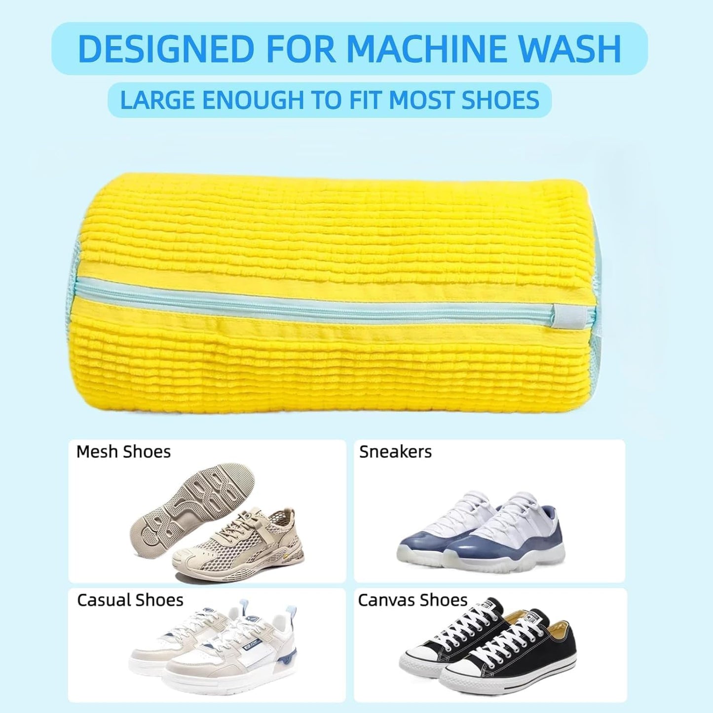 SADRUCHI Reusable Shoe Washing Machine Bag Microfiber Yellow