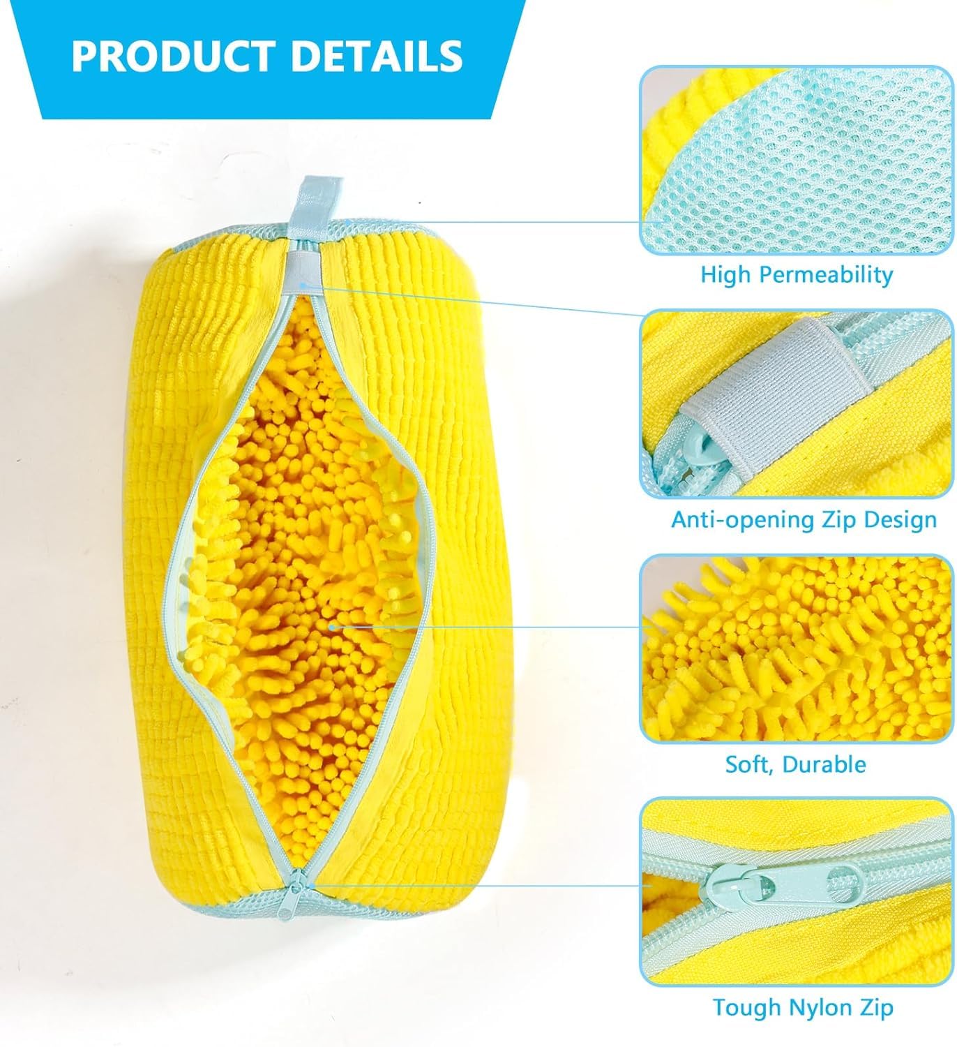 SADRUCHI Reusable Shoe Washing Machine Bag Microfiber Yellow