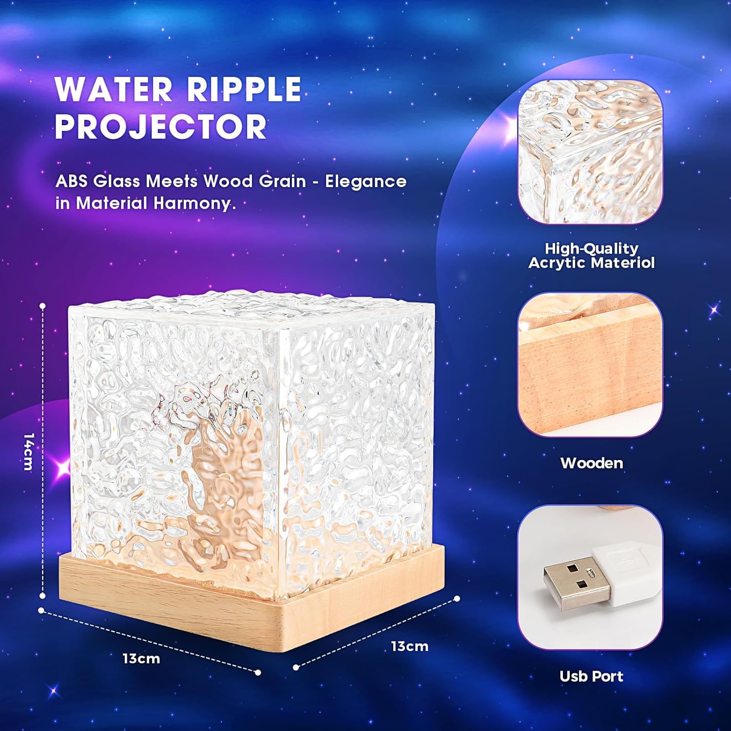 DOCAT 3D Ocean Wave LED Night Light Projector 16 Colors
