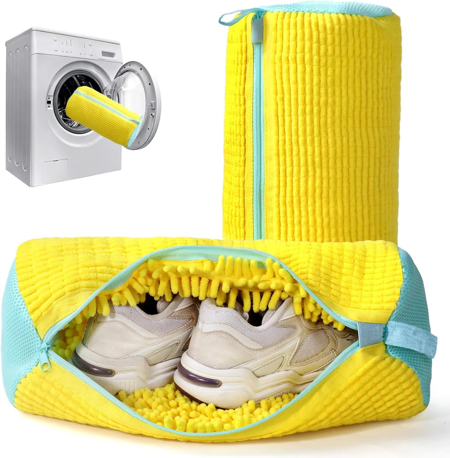 SADRUCHI Reusable Shoe Washing Machine Bag Microfiber Yellow