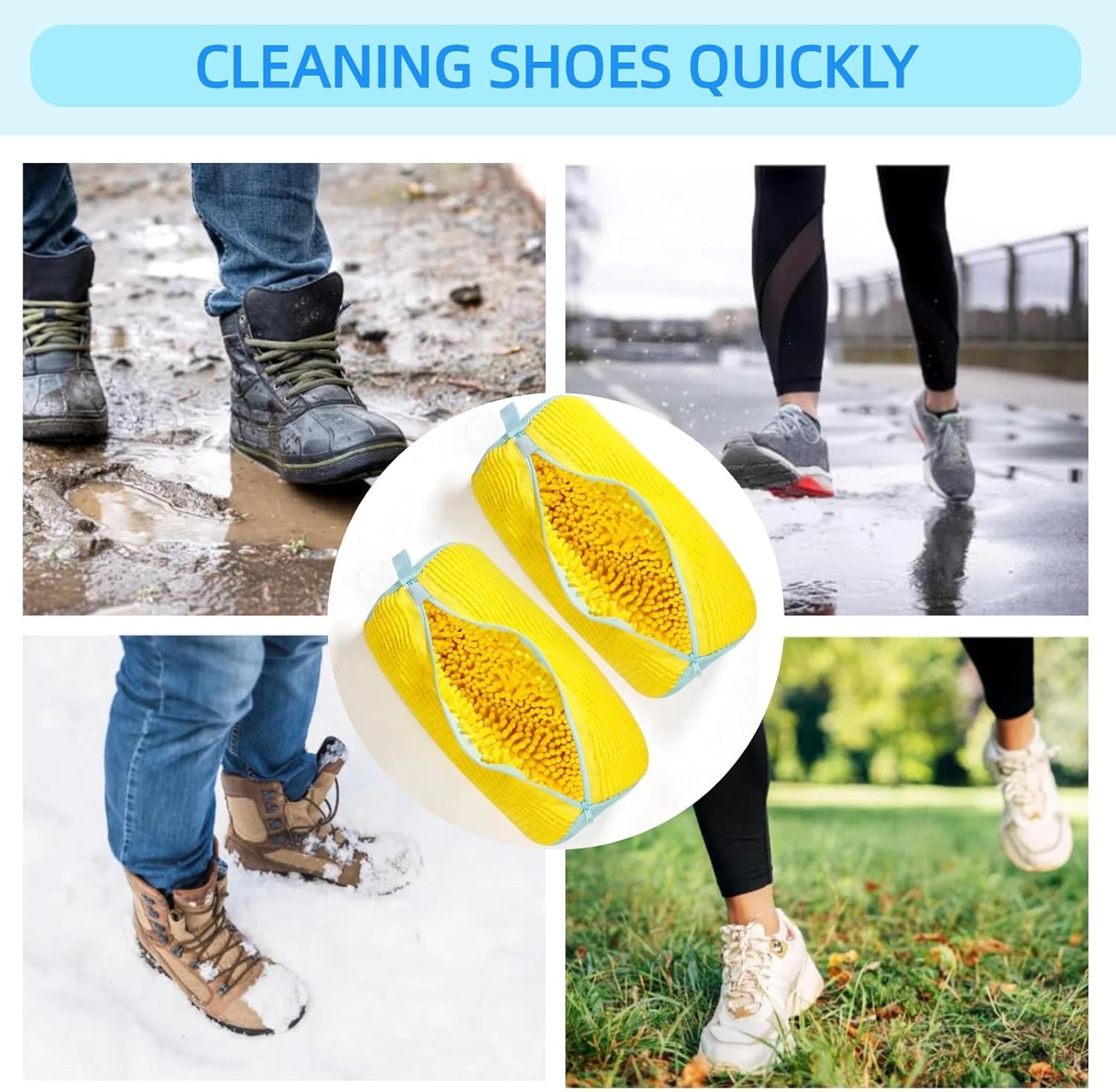 SADRUCHI Reusable Shoe Washing Machine Bag Microfiber Yellow