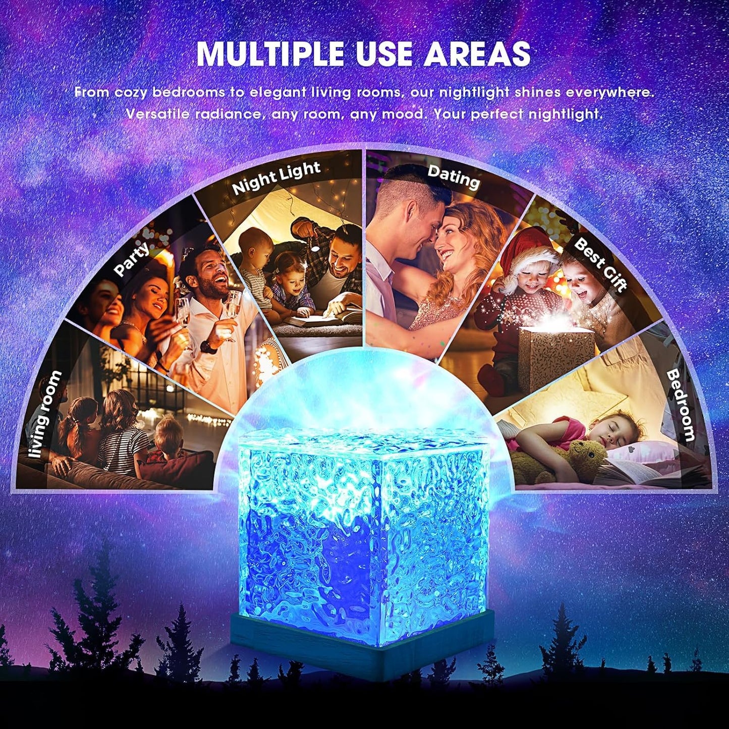 DOCAT 3D Ocean Wave LED Night Light Projector 16 Colors