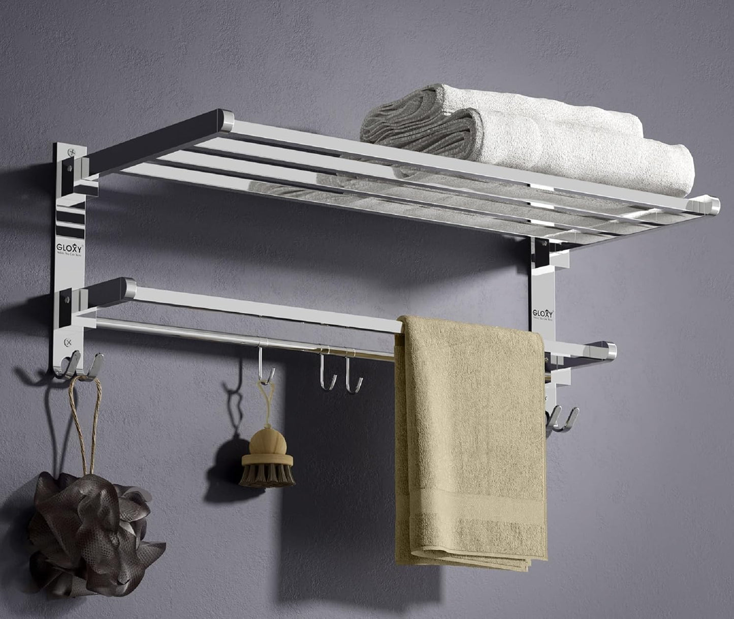 Heavy Stainless Steel Folding Towel Rack for Bathroom