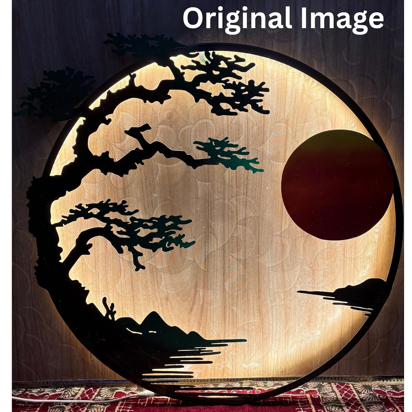 Nualish Sunset Serenity Metal LED Wall Art Abstract Sun Decor