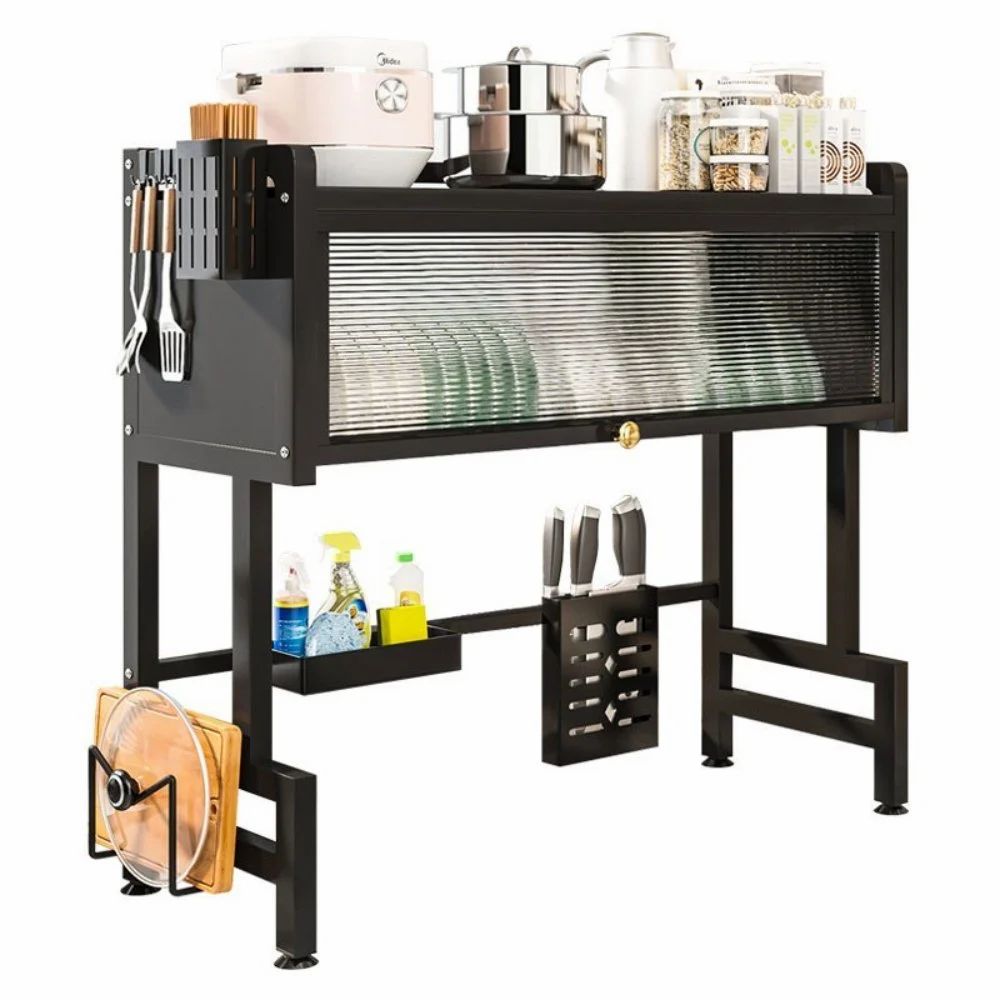 Kitchen Sink Drying Rack With Magnetic Gliding Door 75cm